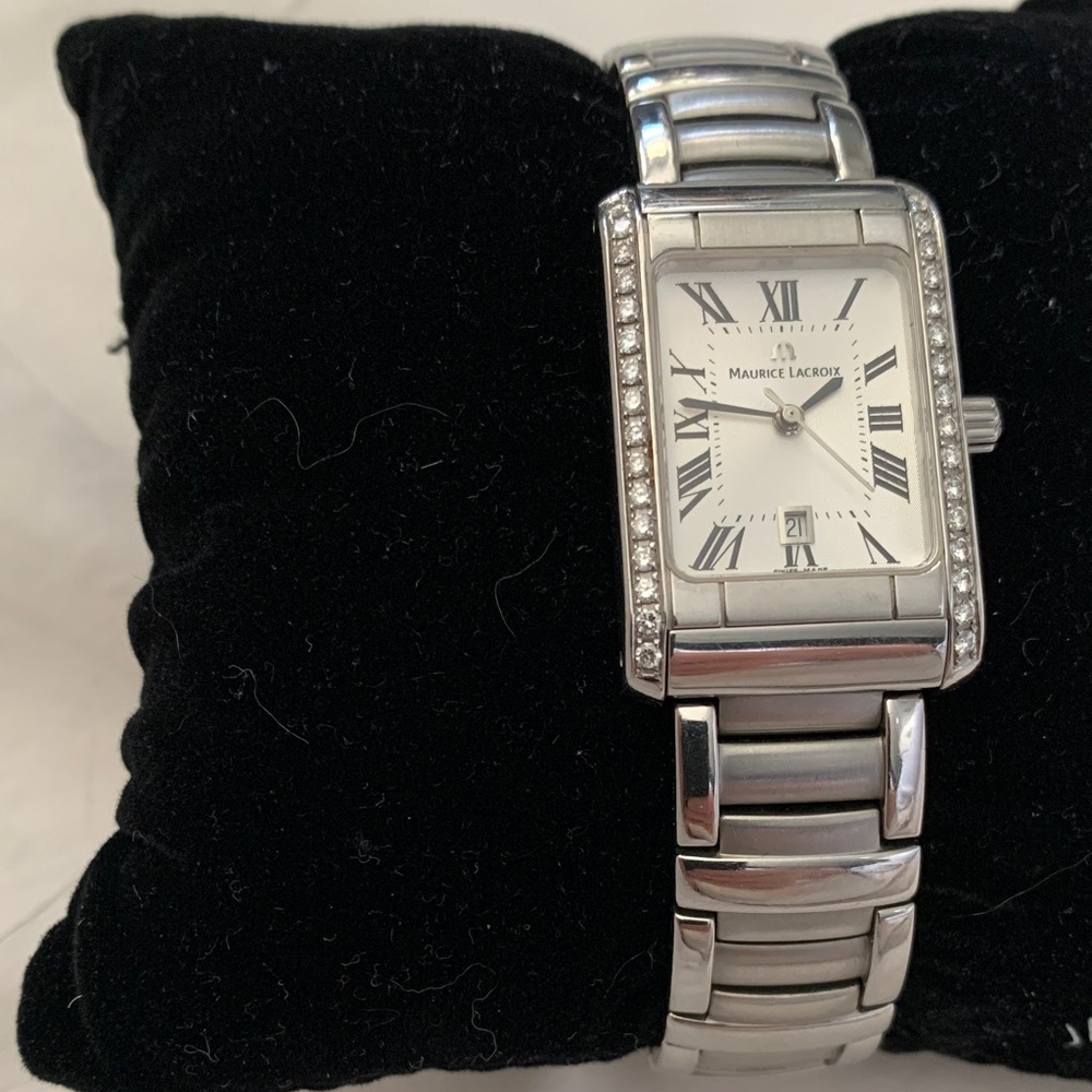 Maurice Lacroix Silver Rectangular Watch With Rom… - image 1